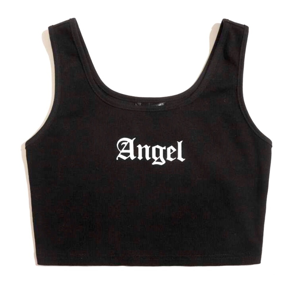 Angel stretchy black tank top